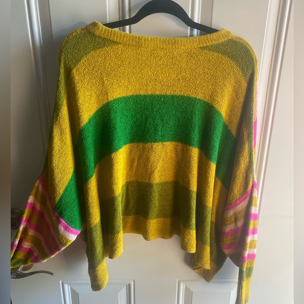 Free People All About Your Pullover Sweater Women's S Multi Striped OversizedEUC - Picture 5 of 8